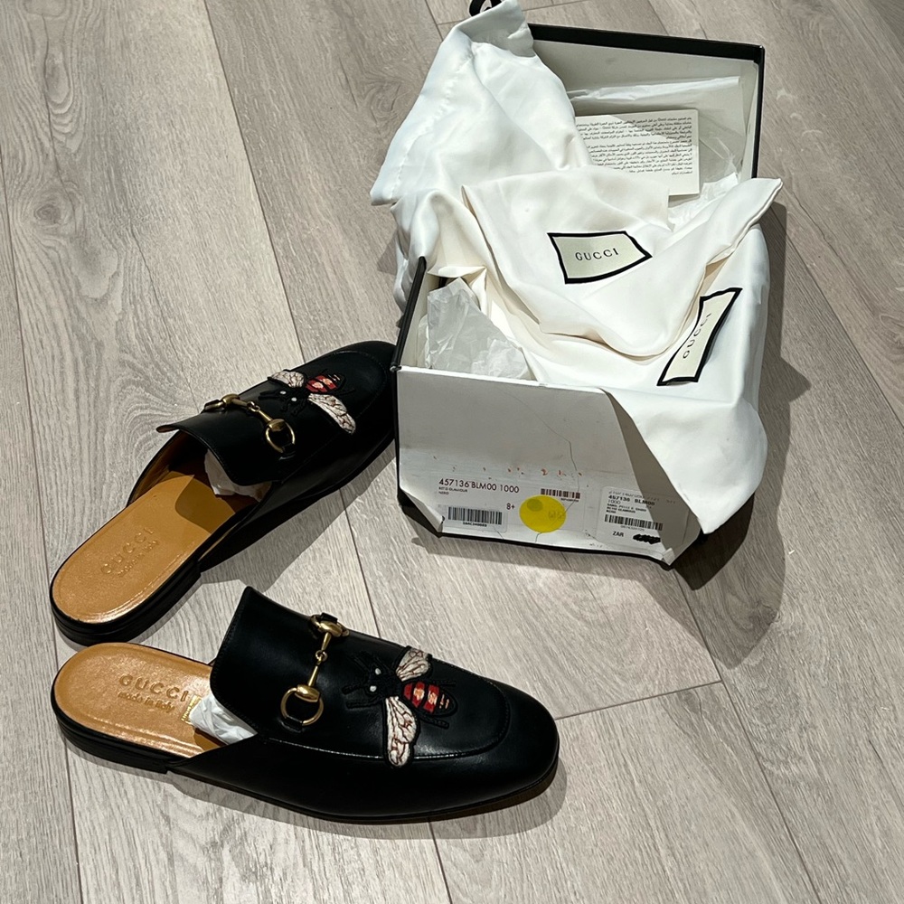 Gucci Horsebit Bee Leather Mules - Men Black 8.5 IT